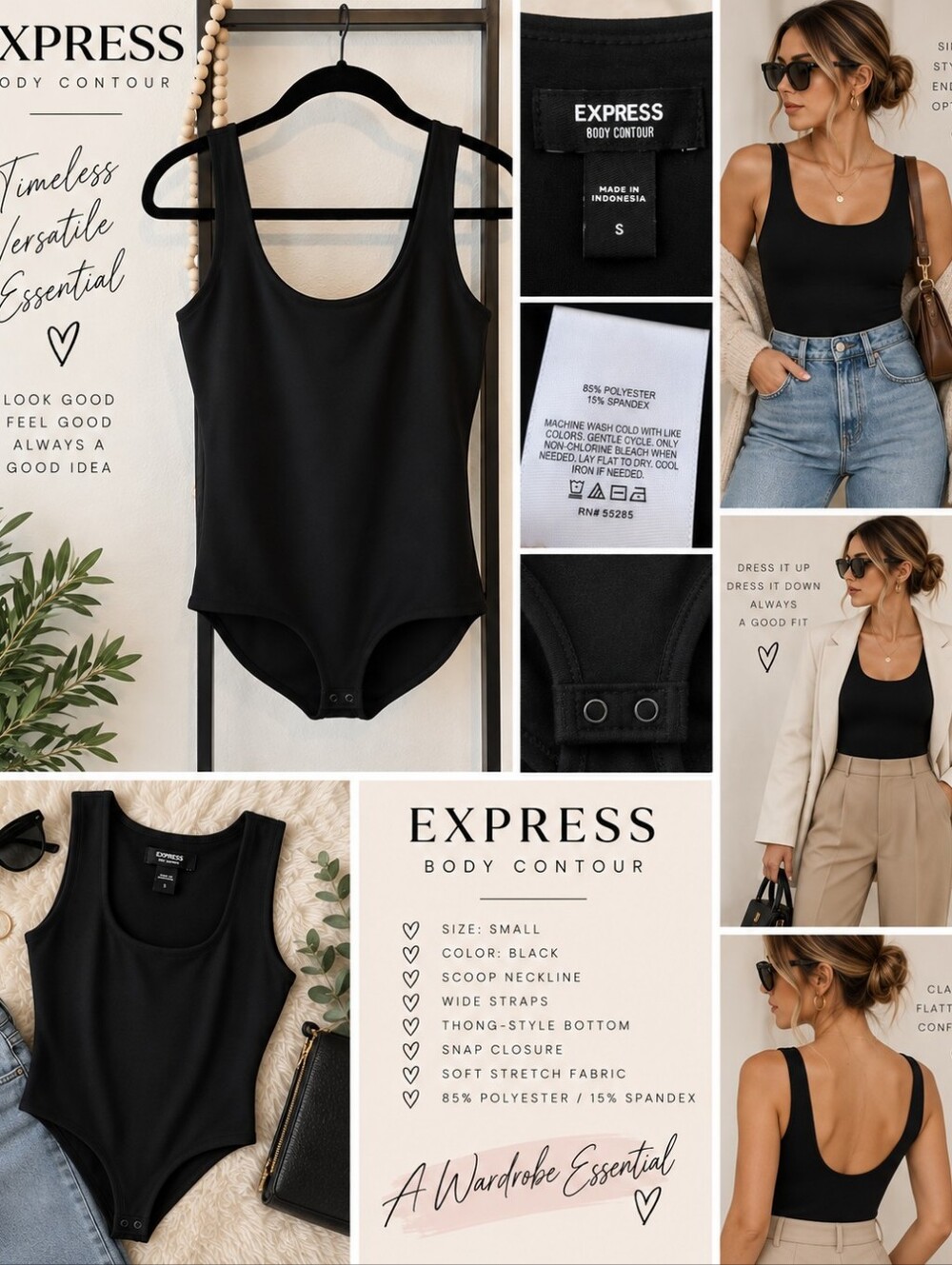 ✨ EXPRESS BODY CONTOUR BLACK BODYSUIT